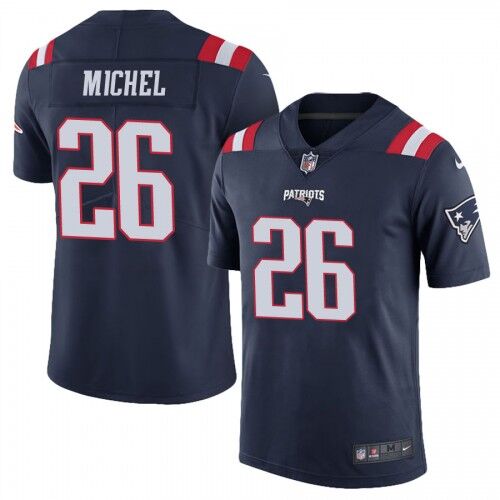 Personalized Patriots 26 Sony Michel Navy Color Rush Limited Jersey