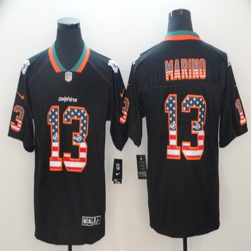 Personalized Dolphins 13 Dan Marino Black USA Flag Fashion Limited Jersey
