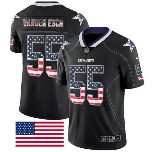 Personalized Cowboys 55 Leighton Vander Esch Black USA Flag Fashion Limited Jersey
