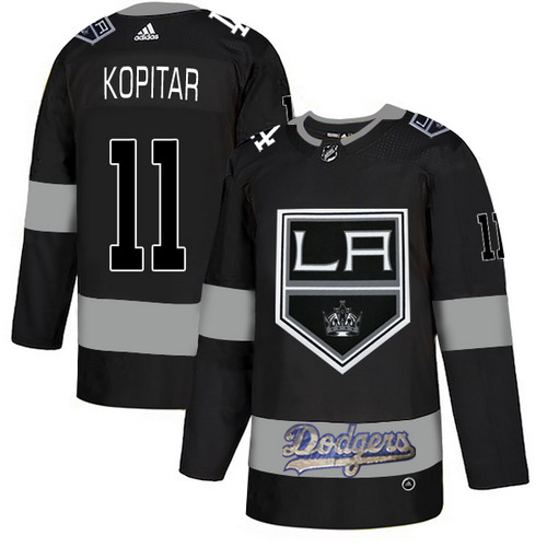 Personalized LA Kings With Dodgers 11 Anze Kopitar Black Jersey
