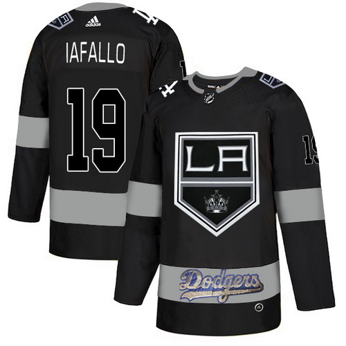 Personalized LA Kings With Dodgers 19 Alex Iafallo Black Jersey