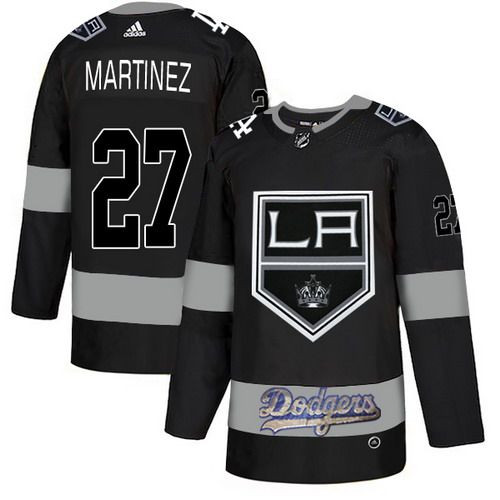 Personalized LA Kings With Dodgers 27 Alec Martinez Black Jersey