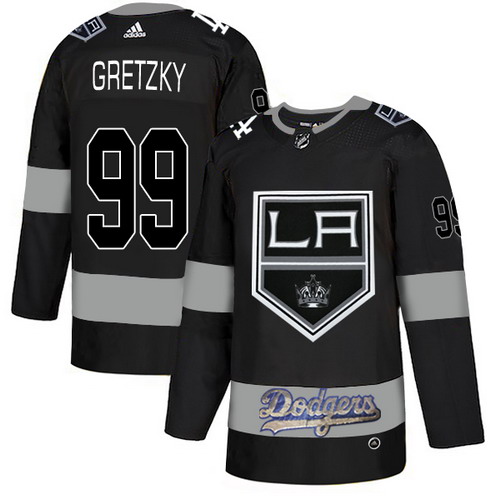 Personalized LA Kings With Dodgers 99 Wayne Gretzky Black Jersey
