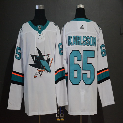 Personalized Sharks 65 Erik Karlsson White Jersey
