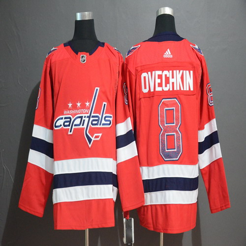 Personalized Capitals 8 Alex Ovechkin Red Drift Fashion Jersey
