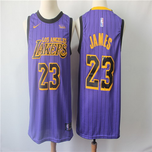 Personalized Men Lakers 23 Lebron James Purple 2018-19 City Edition Swingman Jersey