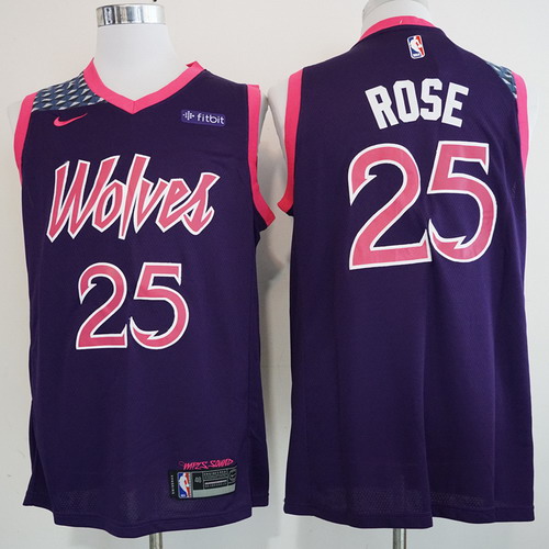 Personalized Timberwolves 25 Derrick Rose Purple 2018-19 City Edition Swingman Jersey