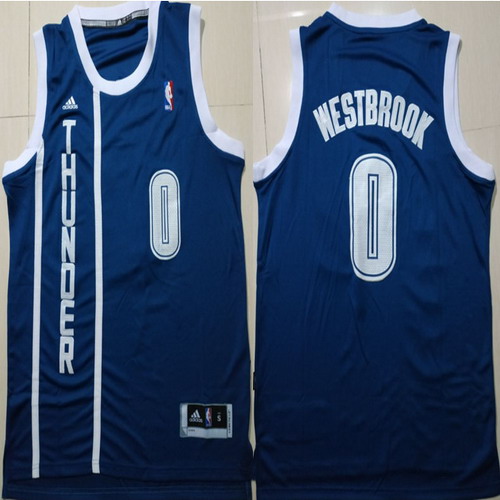 Personalized Thunder 0 Russell Westbrook Navy Swingman Jersey