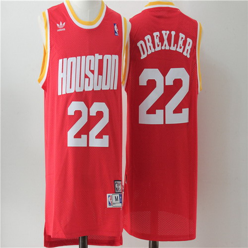Personalized Rockets 22 Clyde Drexler Red Hardwood Classics Jersey