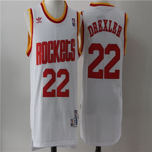 Personalized Rockets 22 Clyde Drexler White Hardwood Classics Jersey