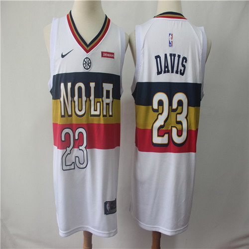 Personalized Pelicans 23 Anthony Davis White 2018-19 Earned Edition Swingman Jersey