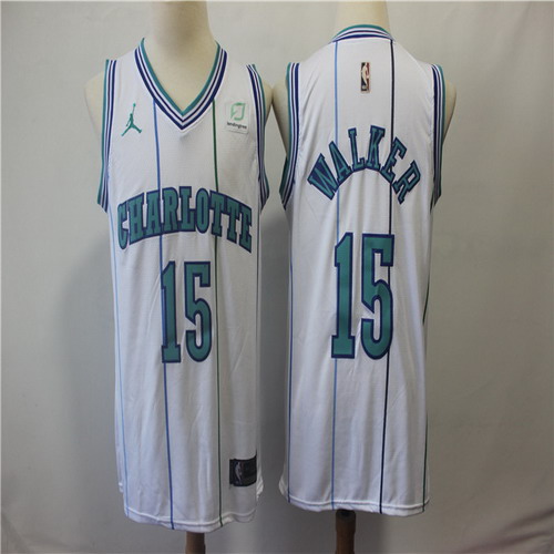 Personalized Hornets 15 Kemba Walker White Hardwood Classics Swingman Jersey