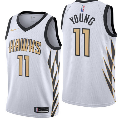 Personalized Hawks 11 Trae Young White 2018-19 City Edition Swingman Jersey