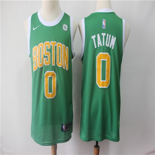 Personalized Celtics 0 Jayson Tatum Green 2018-19 Earned Edition Swingman Jersey