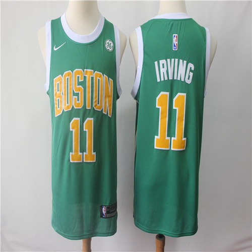 Personalized Celtics 11 Kyrie Irving Green 2018-19 Earned Edition Swingman Jersey