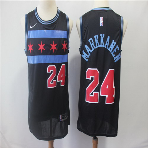 Personalized Bulls 24 Laur Markkanen Black 2018-19 City Edition Swingman Jersey