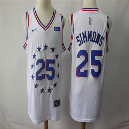 Personalized 76ers 25 Ben Simmons White 2018-19 Earned Edition Swingman Jersey