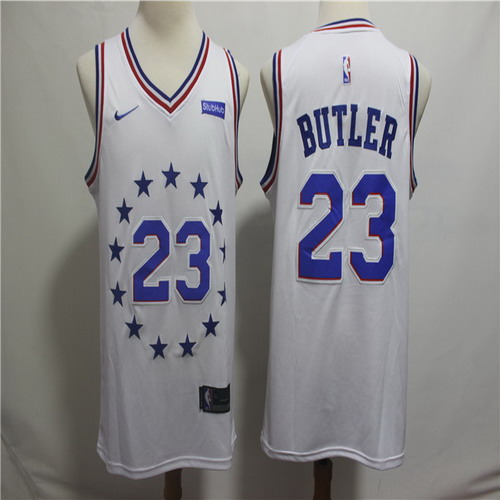 Personalized 76ers 23 Jimmy Butler White 2018-19 Earned Edition Swingman Jersey