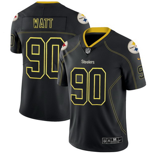 Personalized Steelers 90 T.J. Watt Black Shadow Legend Limited Jersey