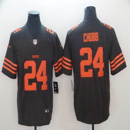 Personalized Browns 24 Nick Chubb Brown Color Rush Limited Jersey
