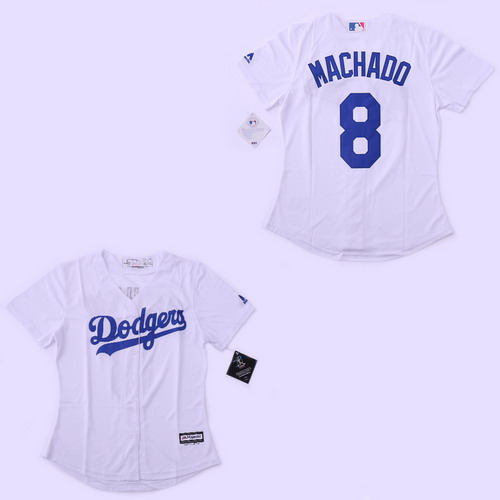 Personalized Women Dodgers 8 Manny Machado White Women Cool Base Jersey
