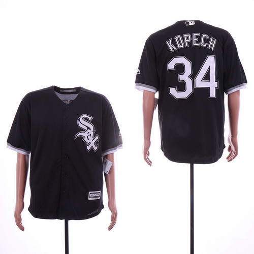Personalized White Sox 34 Michael Kopech Black Cool Base Jersey