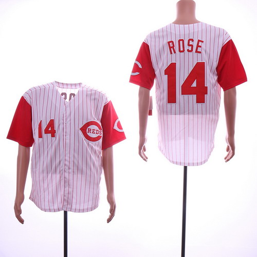 Personalized Reds 14 Pete Rose White Throwback Jersey