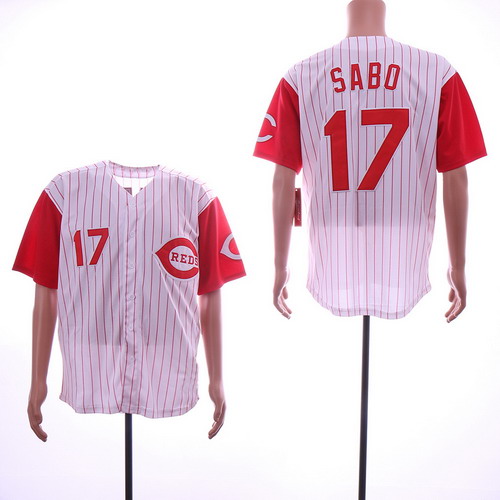 Personalized Reds 17 Chris Sabo White Throwback Jersey