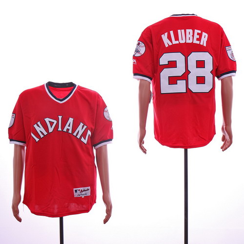 Personalized Reds 28 Corey Kluber Red Throwback Jersey