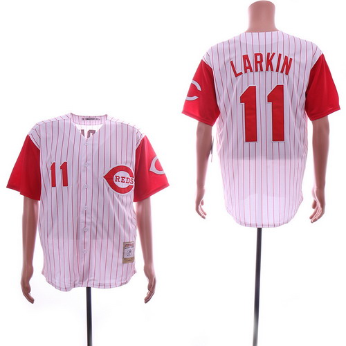 Personalized Reds 11 Barry Larkin White Throwback Jersey