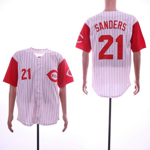 Personalized Reds 21 Deion Sanders White Throwback Jersey