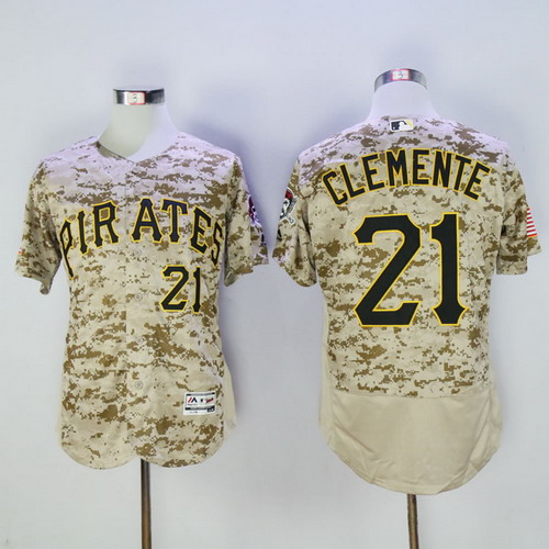 Personalized Pirates 21 Roberto Clemente Camo Flexbase Jersey