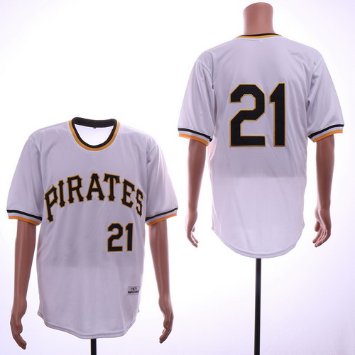 Personalized Pirates 21 Roberto Clemente White 1971 Throwback Jersey