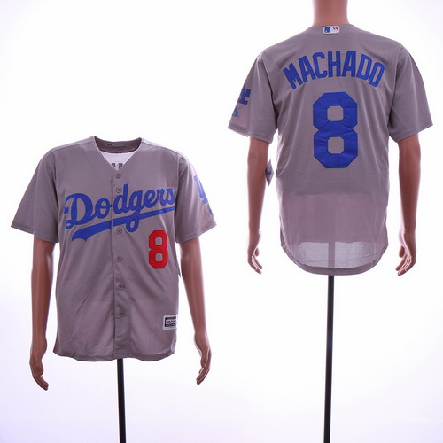 Personalized Dodgers 8 Manny Machado Gray Cool Base Jersey