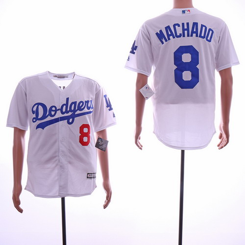 Personalized Dodgers 8 Manny Machado White Cool Base Jersey