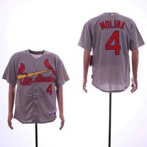 Personalized Cardinals 4 Yadier Molina Gray Flexbase Jersey