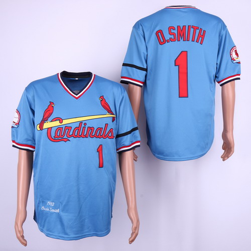 Personalized Cardinals 1 Ozzie Smith Light Blue 1982 Throwback Jersey