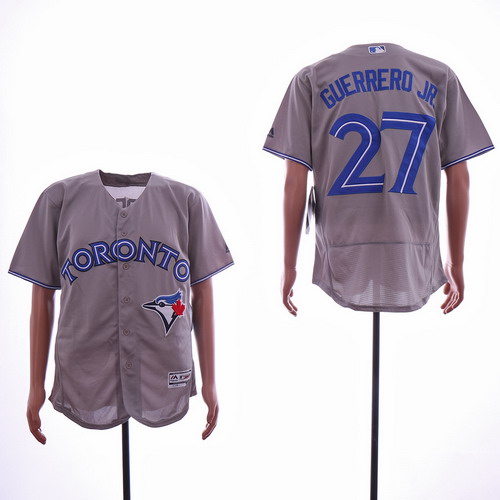 Personalized Blue Jays 27 Vladimir Guerrero Jr. Gray Flexbase Jersey