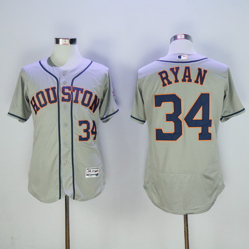Personalized Astros 34 Nolan Ryan Gray Flexbase Jersey