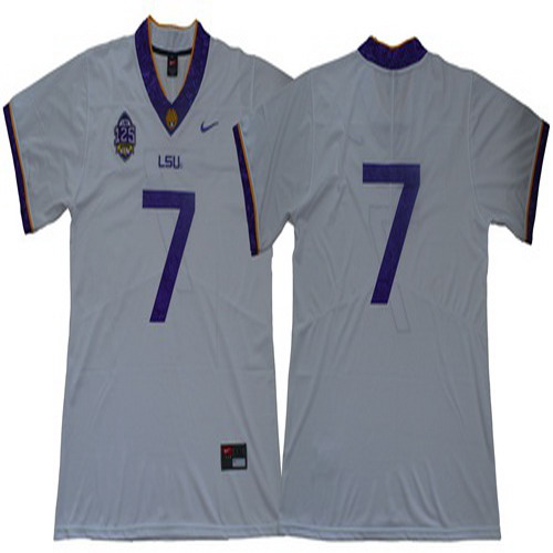Personalized LSU Tigers #7 White 125 Seasons Limited Stitched NCAA Jersey