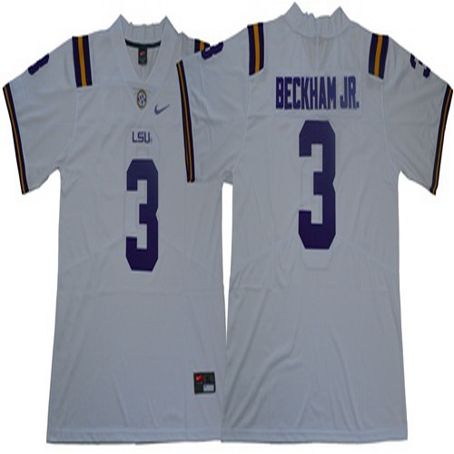 Personalized LSU Tigers #3 Odell Beckham Jr White Limited Stitched NCAA Jersey