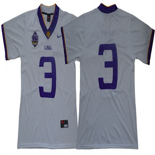 Personalized LSU Tigers #3 Odell Beckham Jr White 125 Seasons Limited Stitched NCAA Jersey