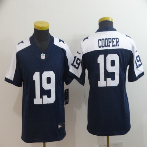 Personalized Youth Cowboys 19 Amari Cooper Navy Throwback Youth Untouchable Limited Jersey