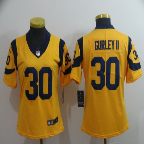 Personalized Women Rams 30 Todd Gurley II Gold Women Untouchable Limited Jersey