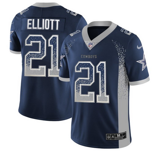 Personalized Cowboys 21 Ezekiel Elliott Navy Drift Fashion Limited Jersey