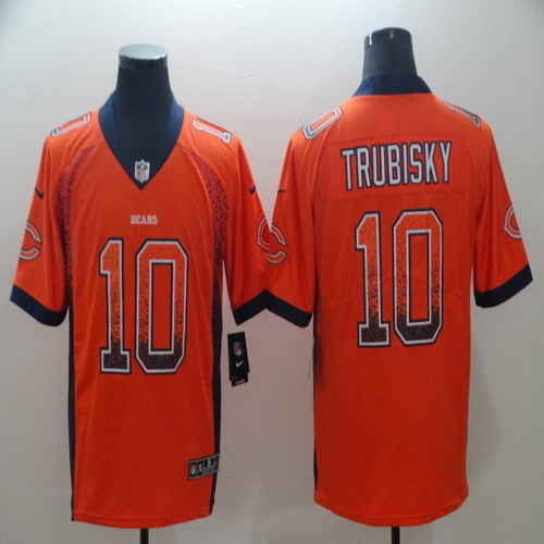 Personalized Bears 10 Mitchell Trubisky Orange Drift Fashion Limited Jersey