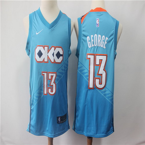 Personalized Thunder 13 Paul George Turquoise 2018-19 City Edition Swingman Jersey