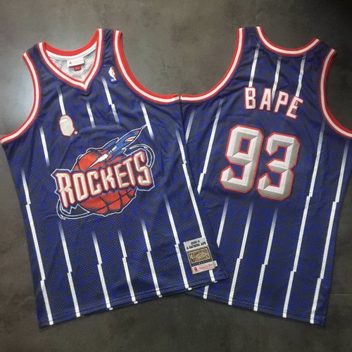 Personalized Rockets 93 Bape Navy 2002-03 Hardwood Classics Jersey
