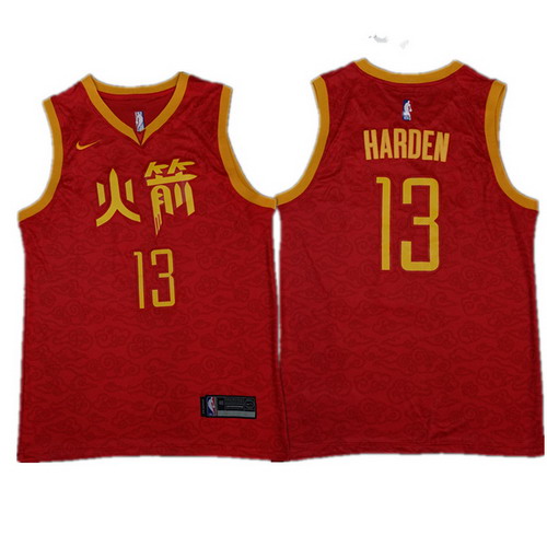 Personalized Rockets 13 James Harden Red 2018-19 City Edition Swingman Jersey