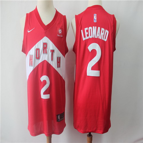 Personalized Raptors 2 Kawhi Leonard Red 2018-19 Earned Edition Swingman Jersey